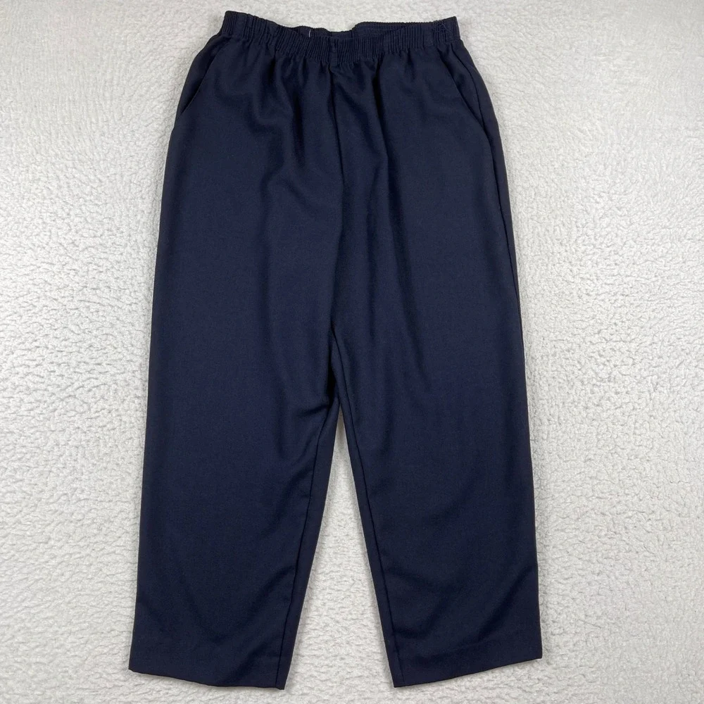 Briggs New York Pants Womens 16 Navy Blue Elastic Waist Pull On Straight Leg